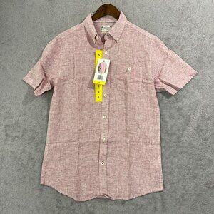 NEW Weatherproof Vintage Men's S Red & White Short Sleeve Button-Up Shirt